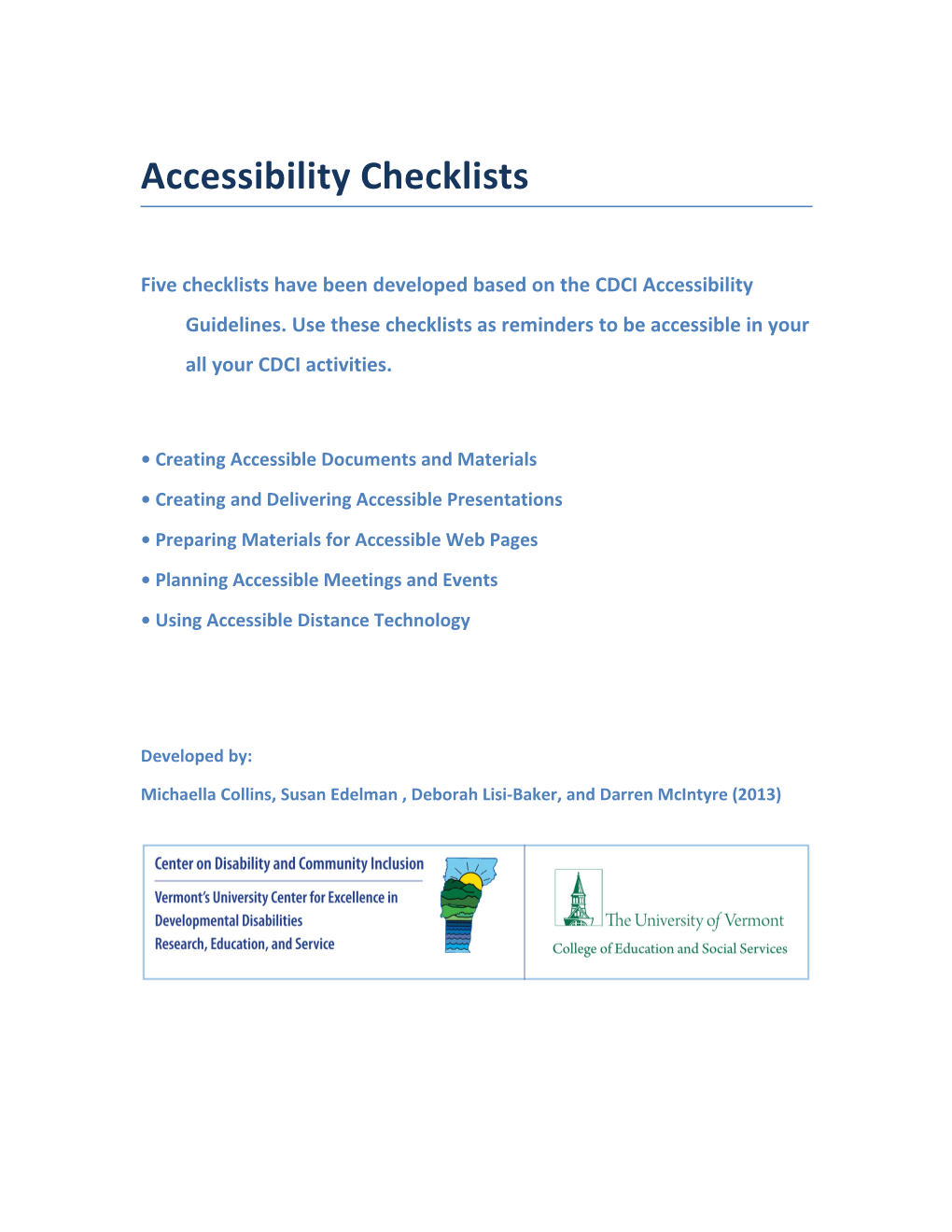 Creating Accessible Documents and Materials