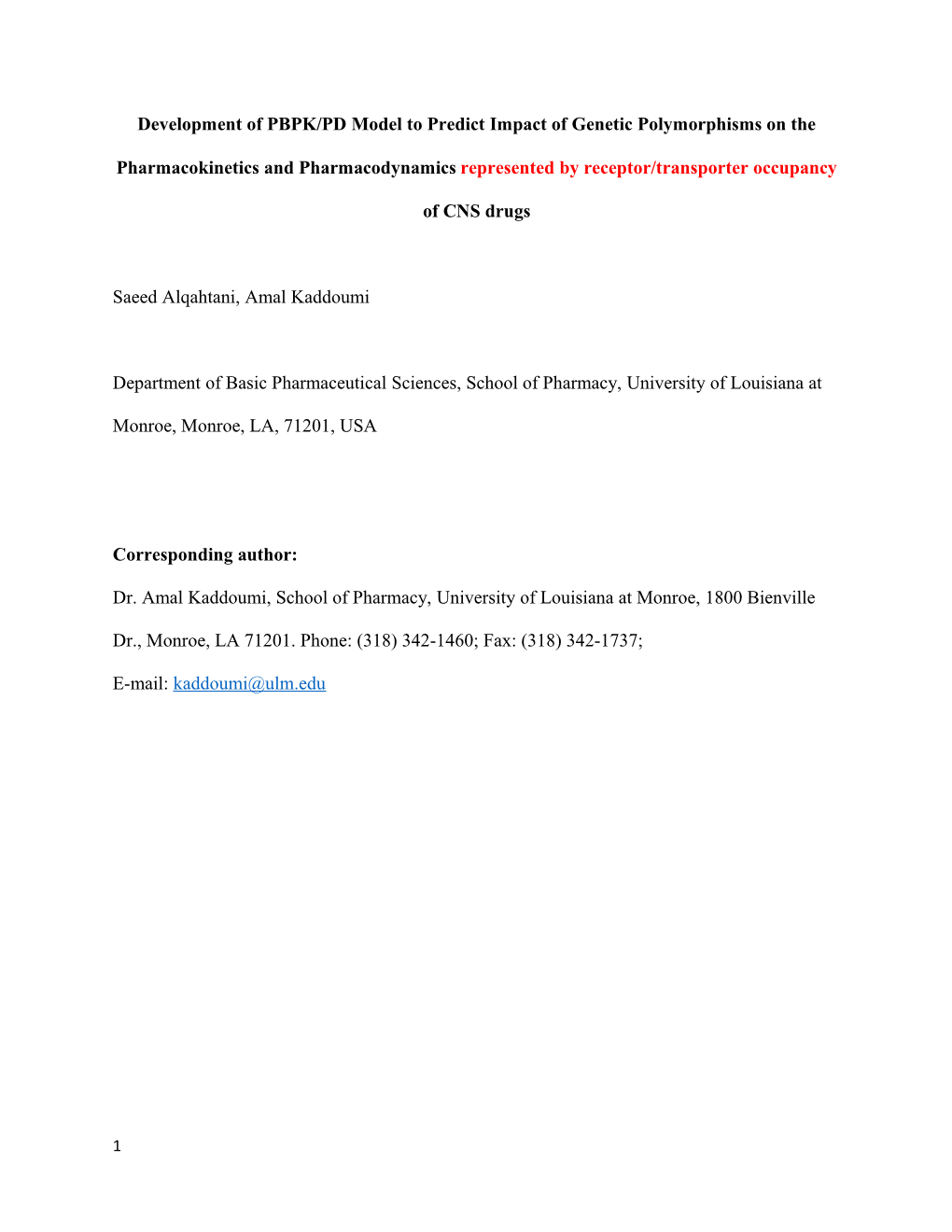 Development of PBPK/PD Model to Predict Impact of Genetic Polymorphisms on the Pharmacokinetics