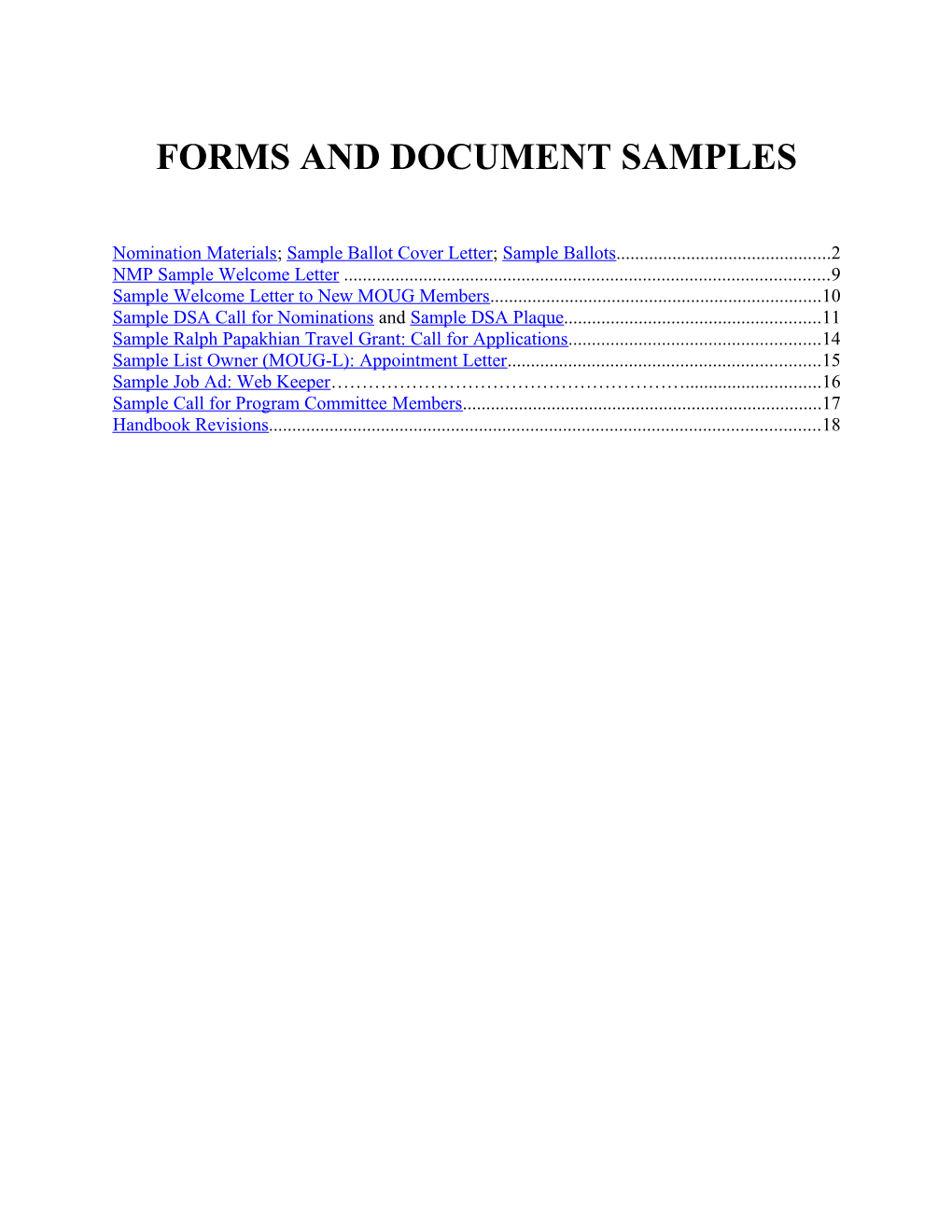 Forms and Document Samples