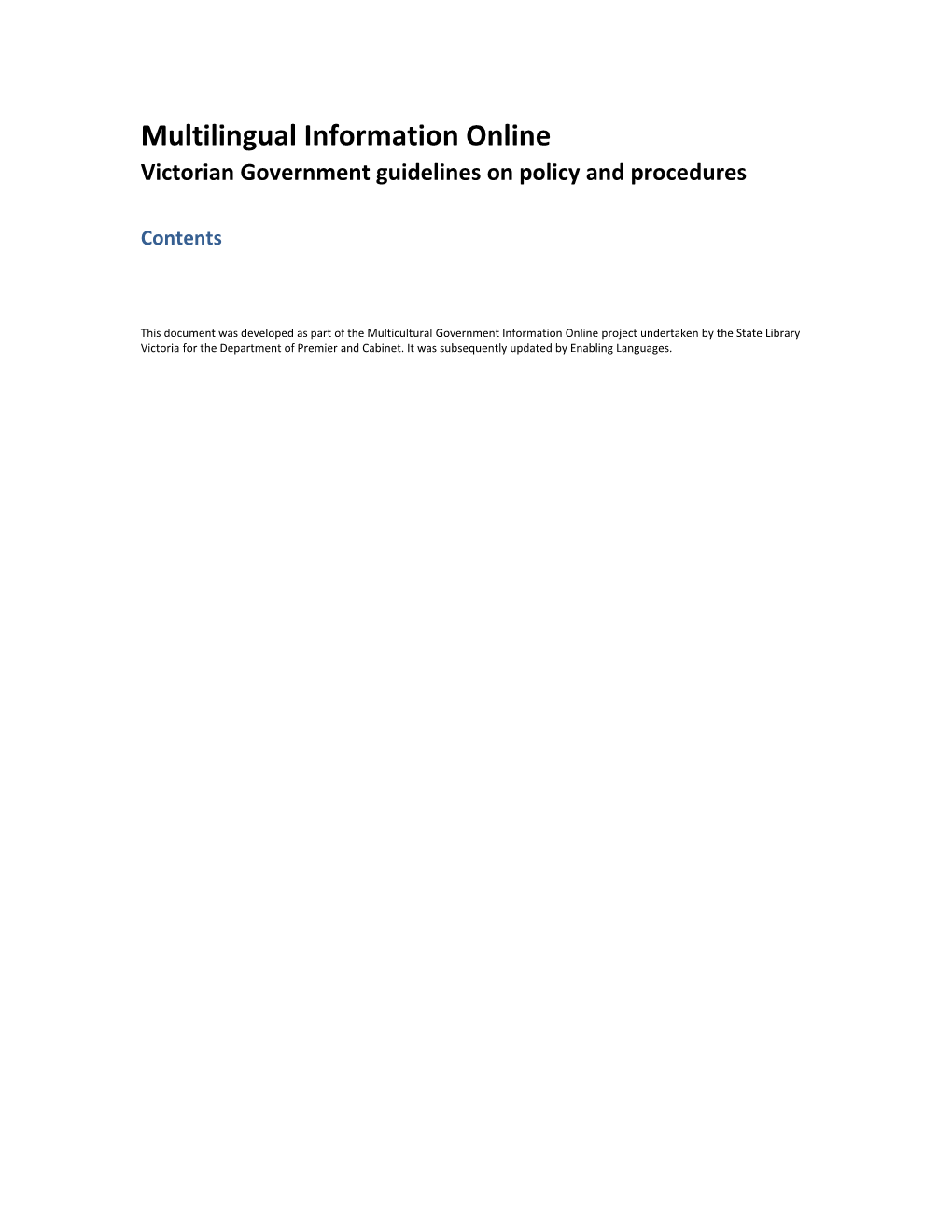 Victorian Government Guidelines on Policy and Procedures