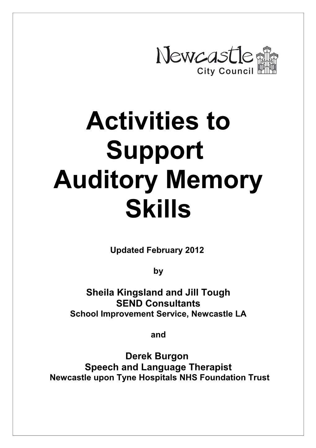 Activities to Support Auditory Skills