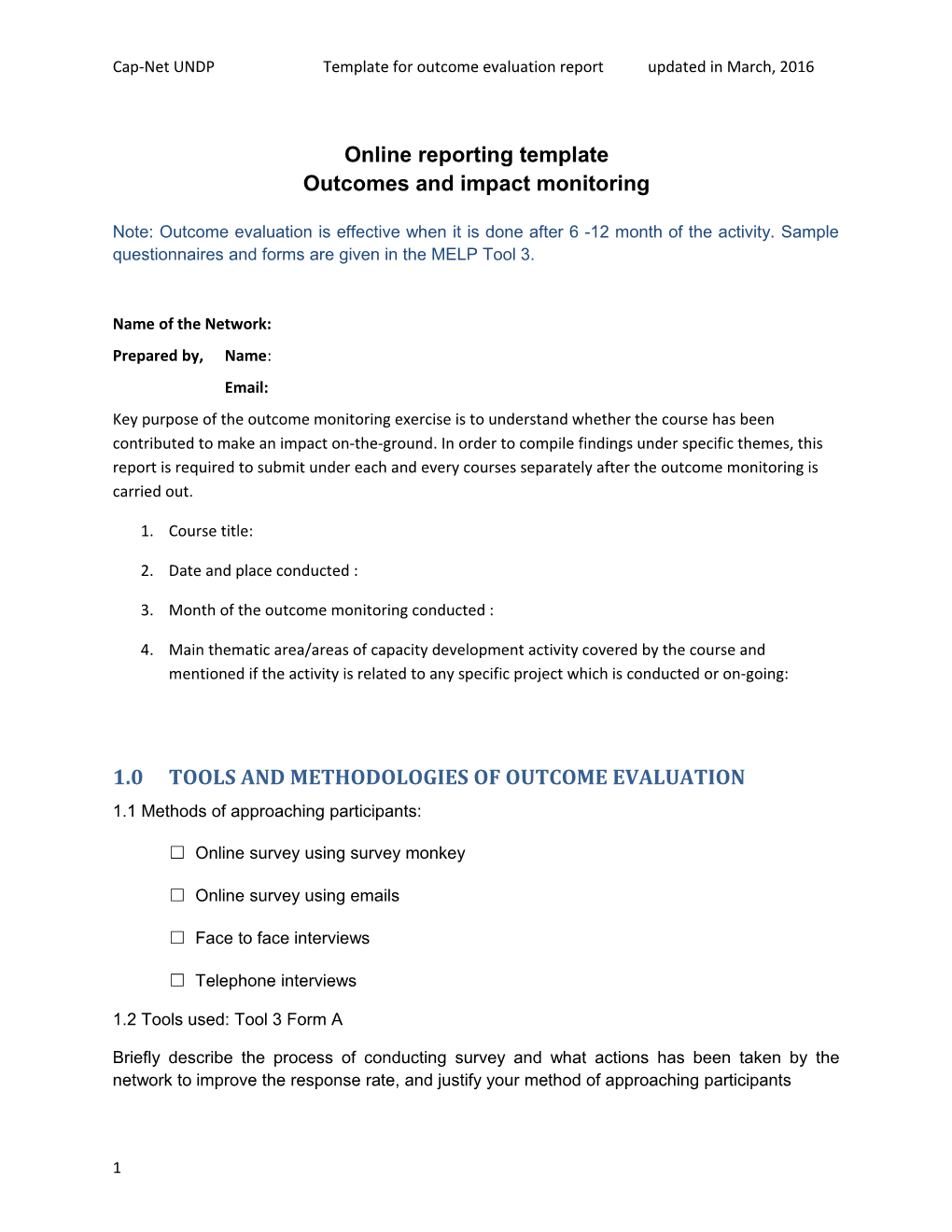 Outcomes and Impact Monitoring