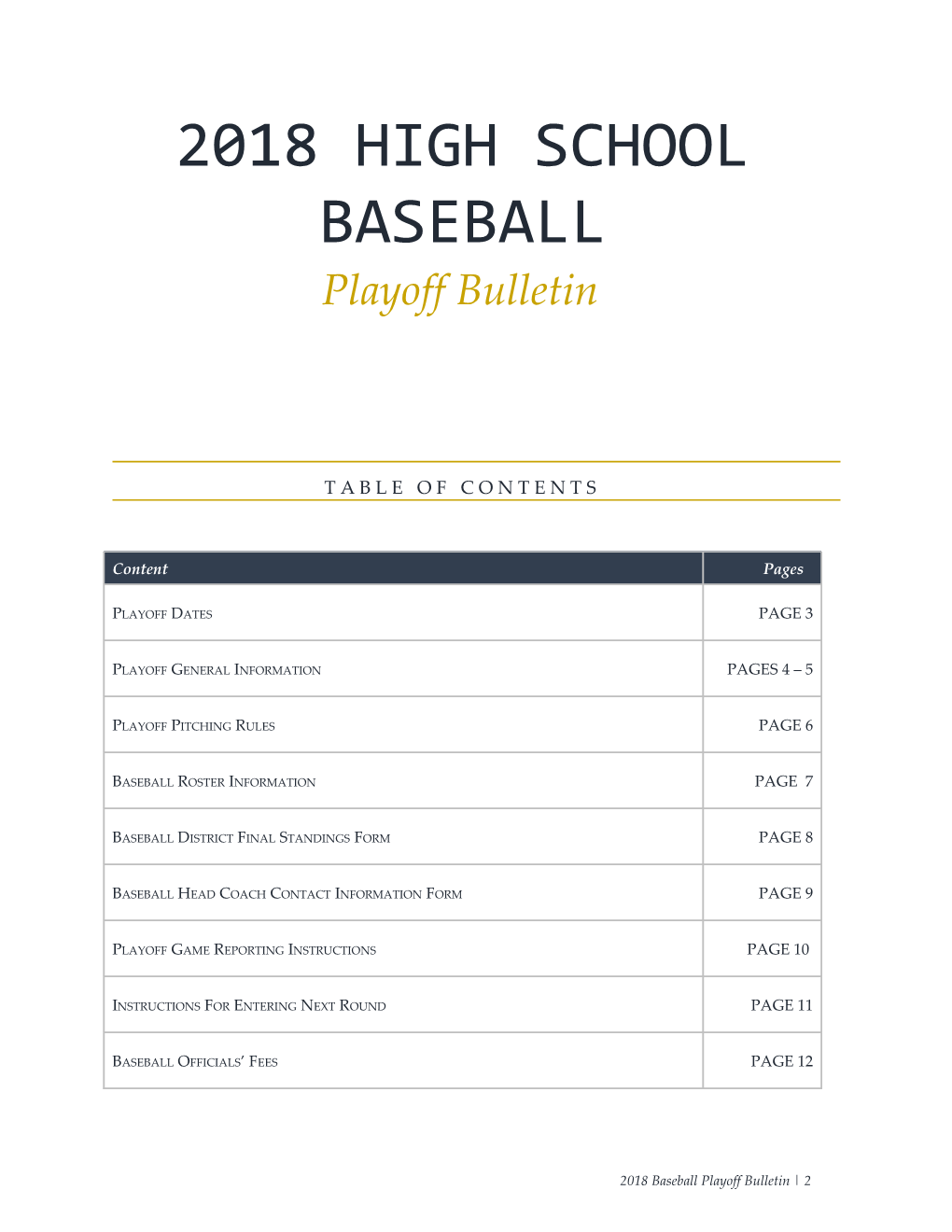 2018 High School Baseball