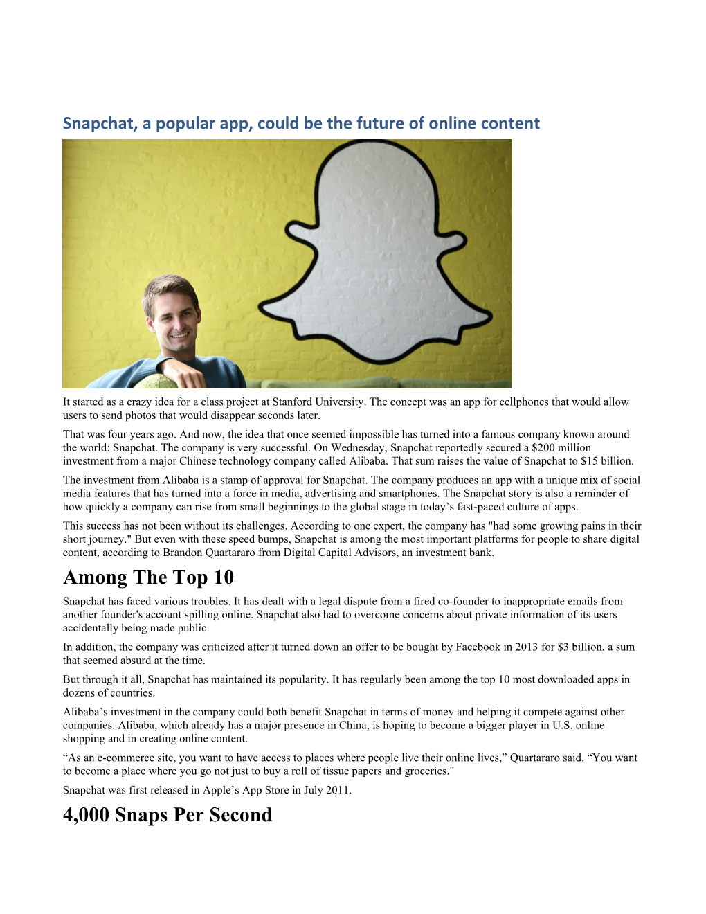 Snapchat, a Popular App, Could Be the Future of Online Content
