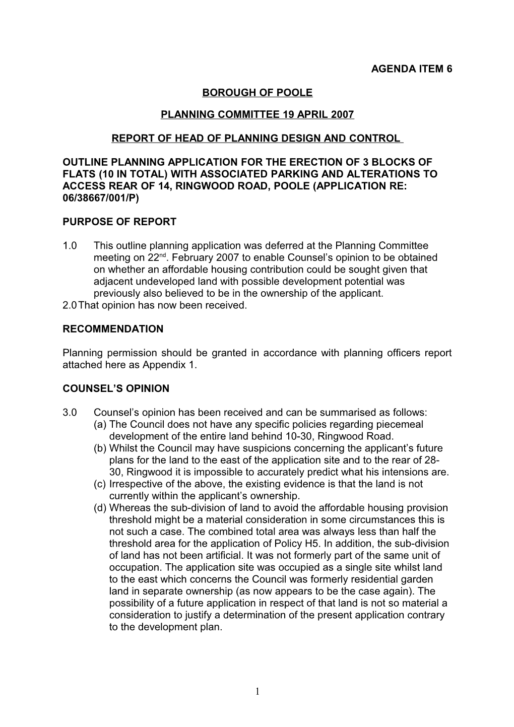 Outline Planning Application for the Erection of 3 Blocks of Flats (10 in Total) with Associated