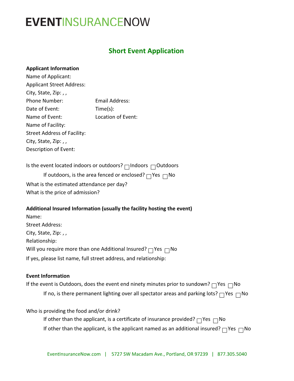 Short Event Application