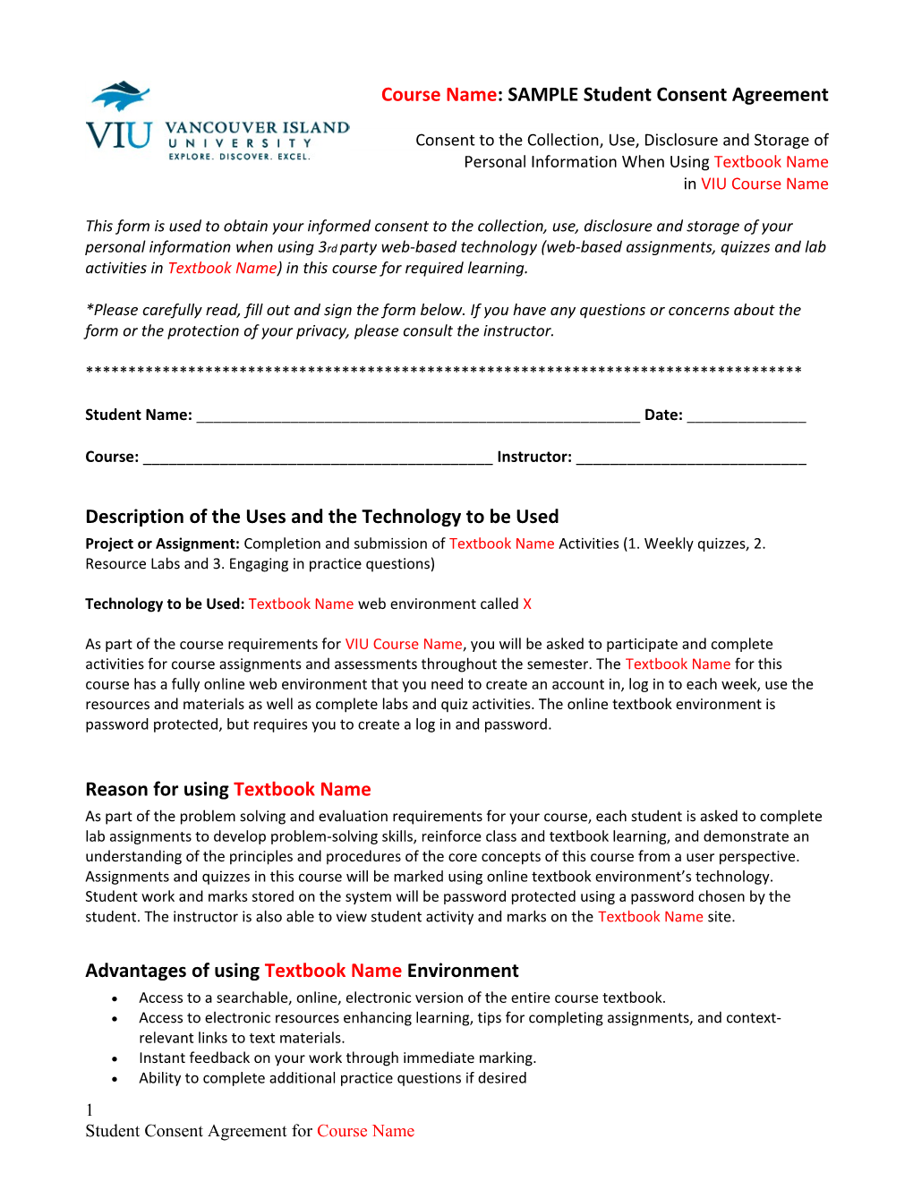 Mcgraw-Hill Connect Student Consent Form