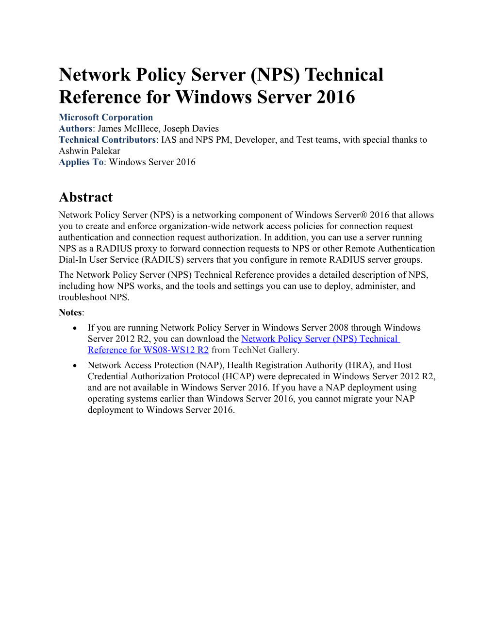 Network Policy Server (NPS) Technical Reference for Windows Server 2016