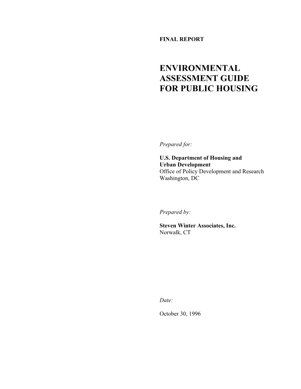 Environmental Assessment Guide for Public Housing