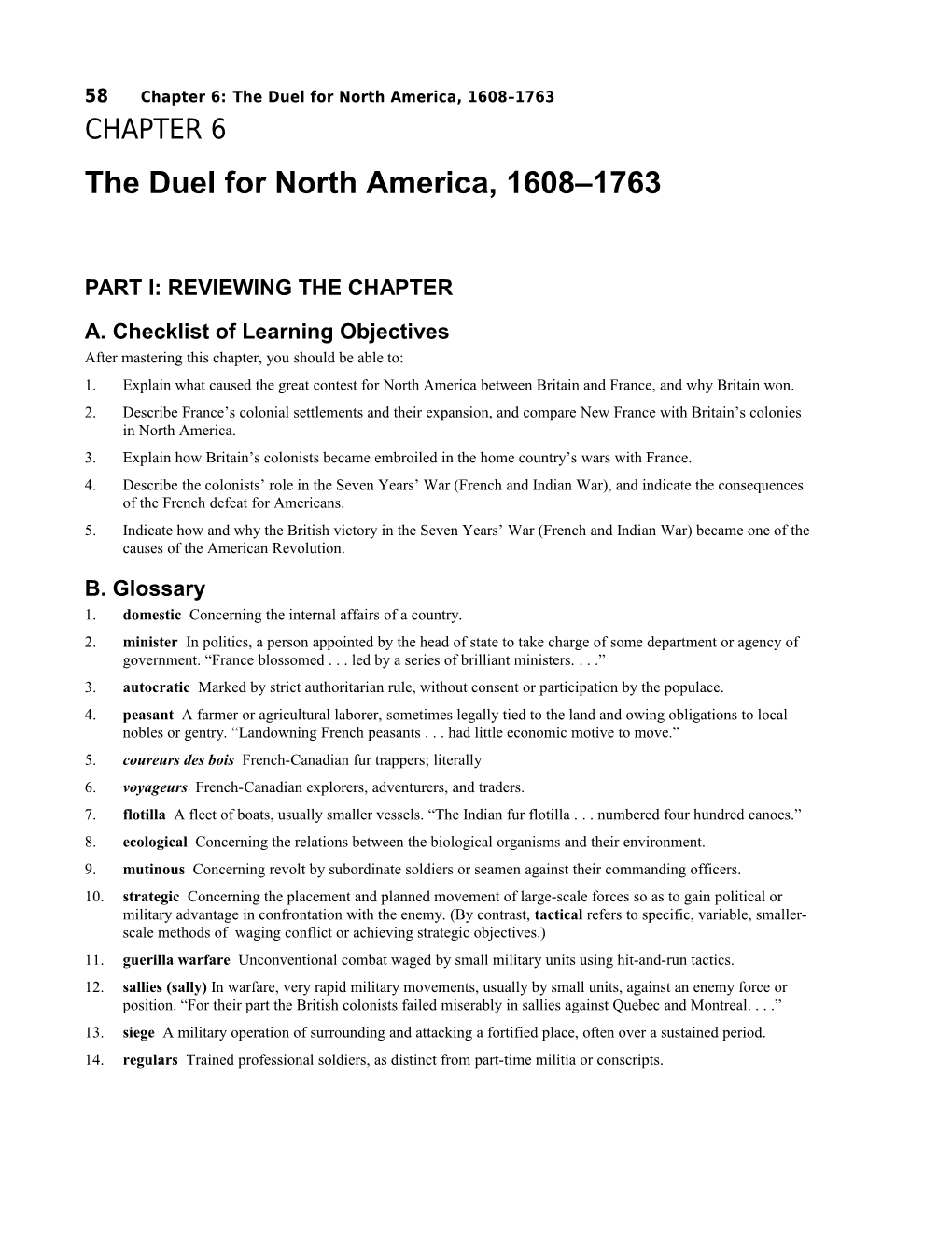 Chapter 6: the Duel for North America, 1608 1763 1