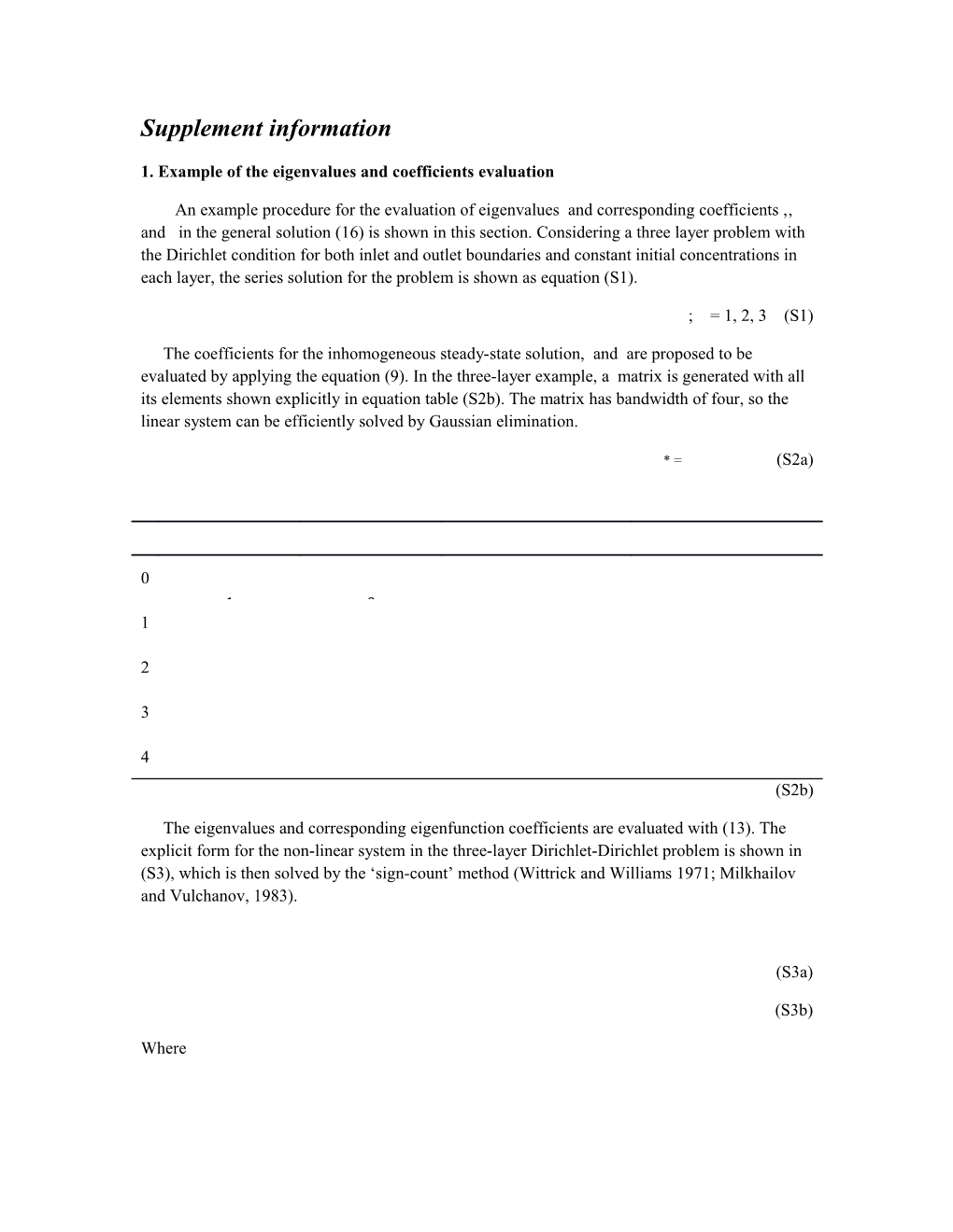 1. Example of the Eigenvalues and Coefficients Evaluation