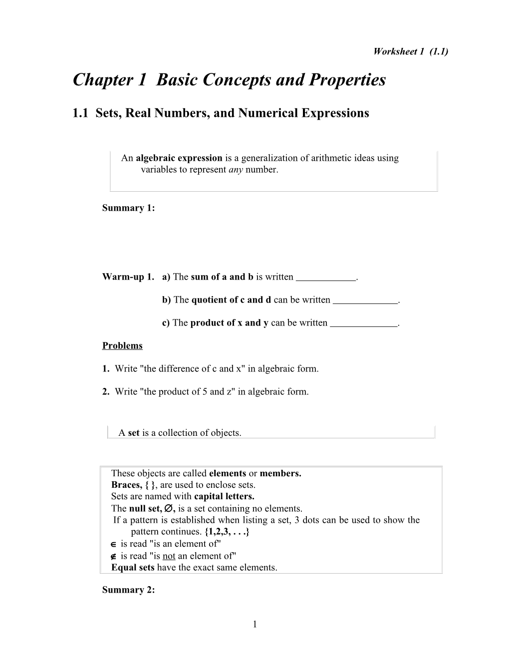 Chapter 1 Basic Concepts and Properties