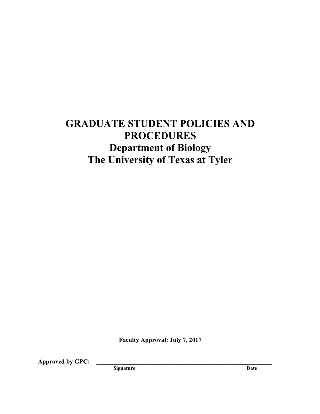 Graduate Student Policies and Procedures