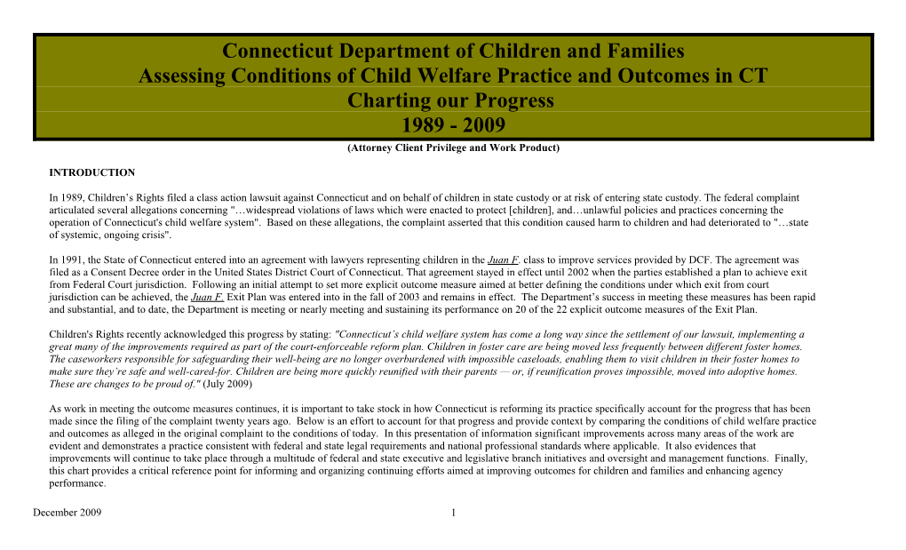 Conditions of Child Welfare Practice and Outcomes in CT
