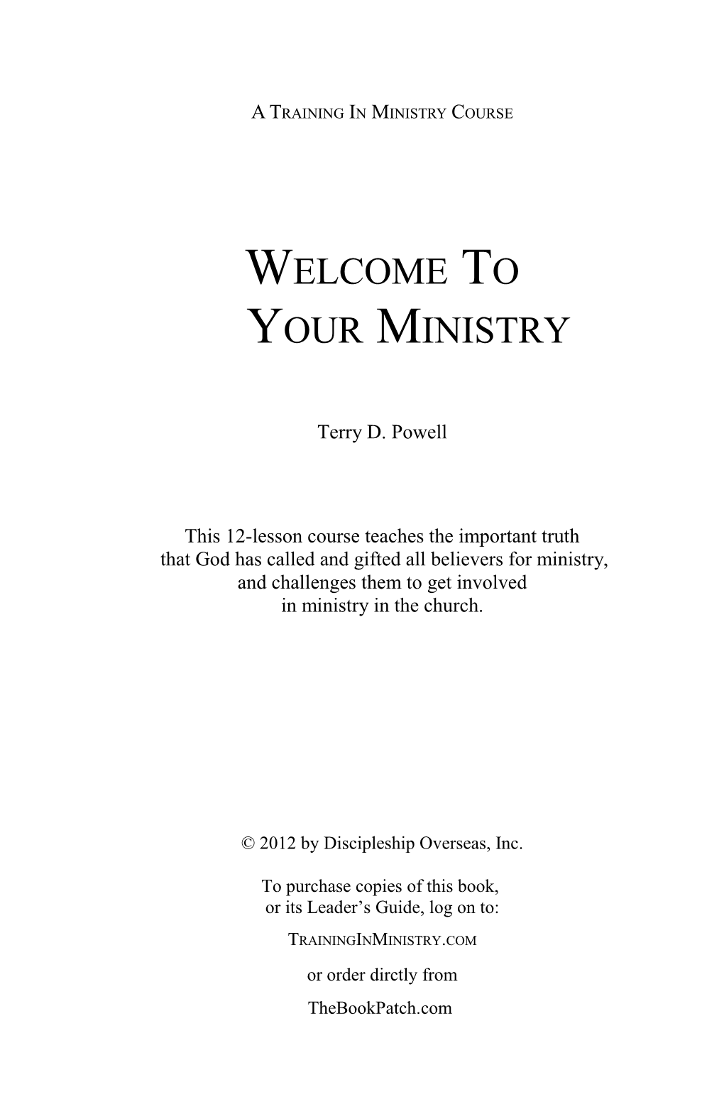 A Training in Ministry Course