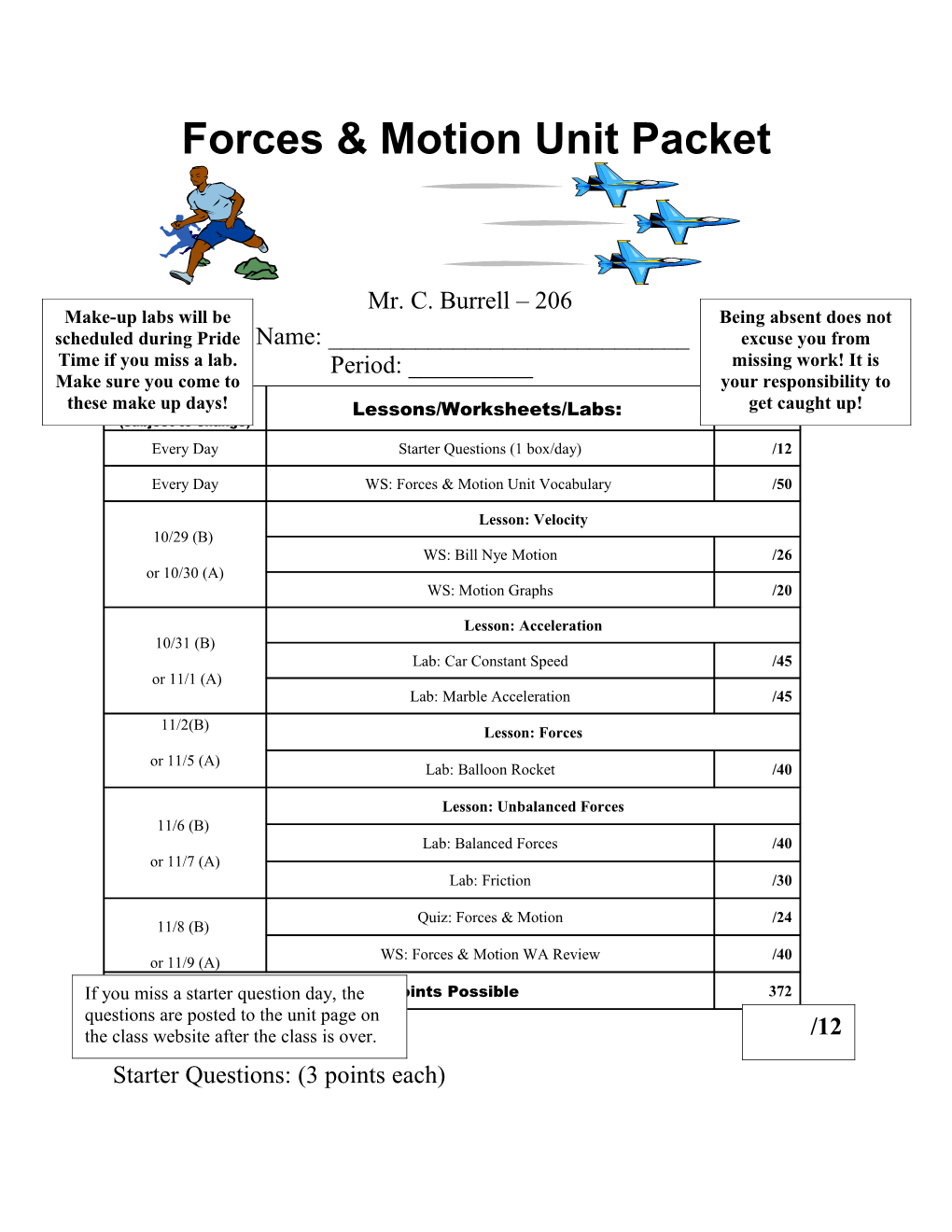 Forces & Motion Unit Packet