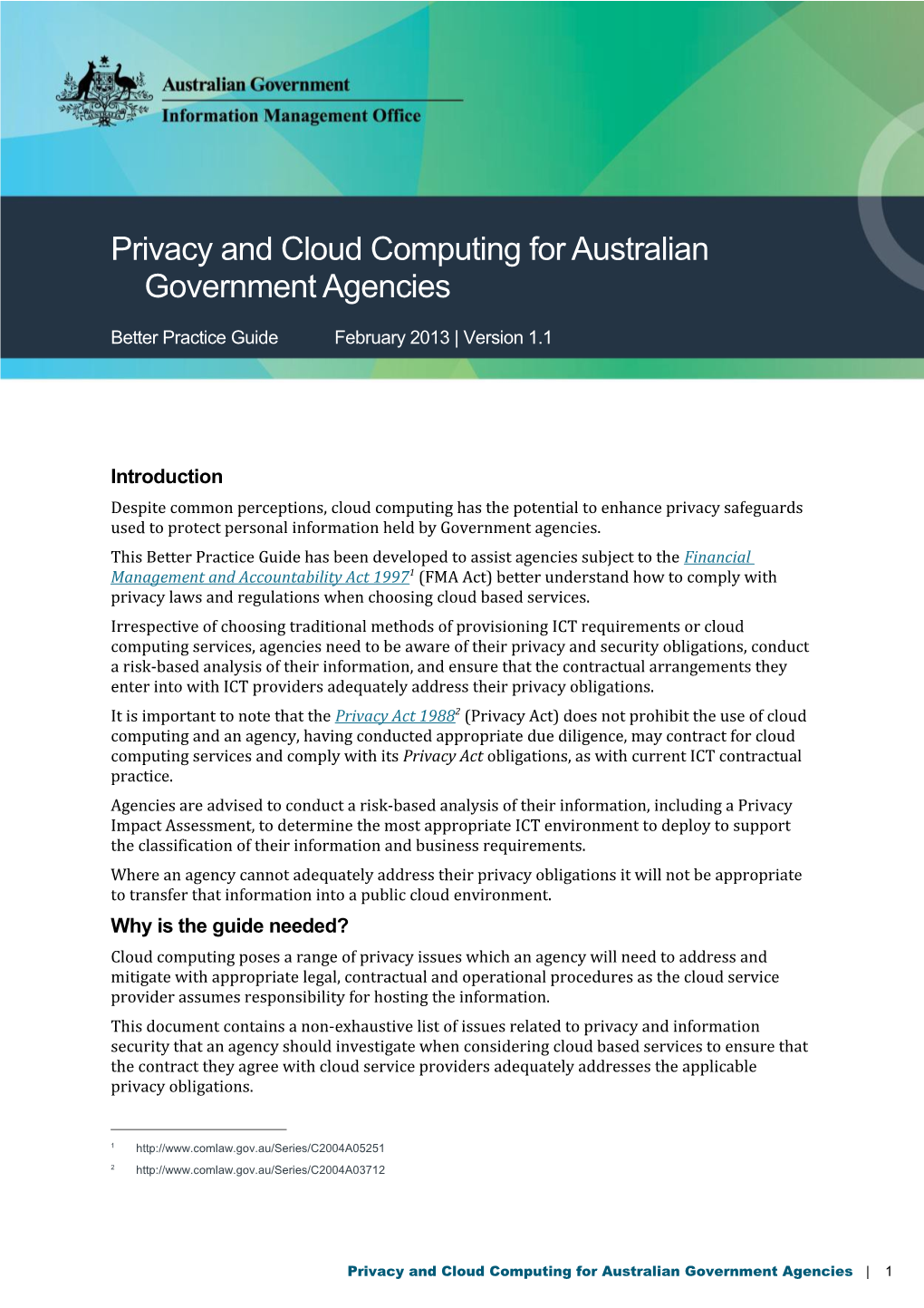 Privacy and Cloud Computing for Australian Government Agencies