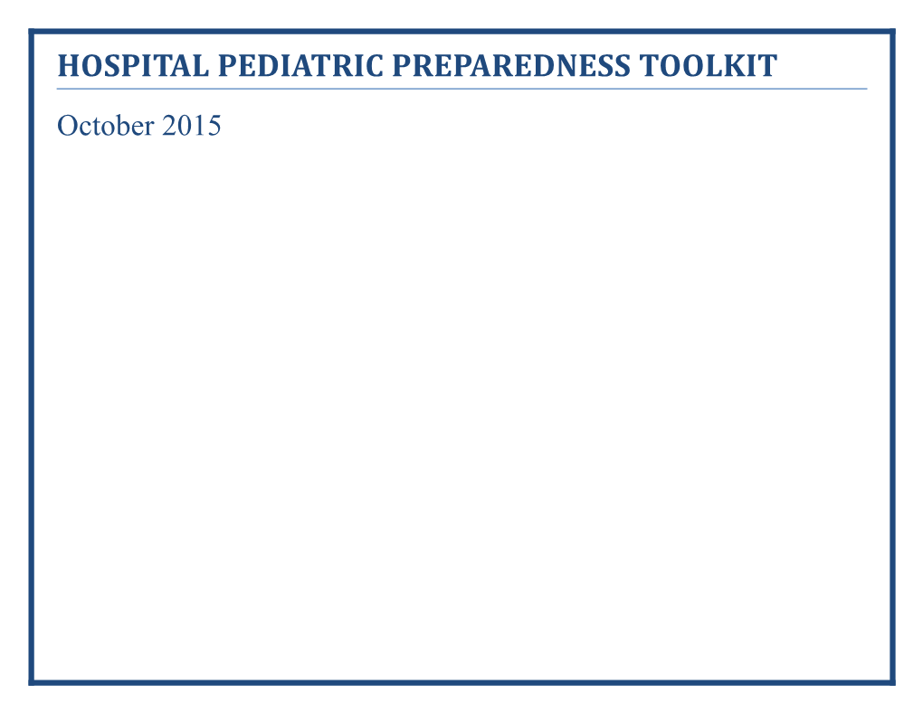 Hospital Pediatric Preparedness Toolkit