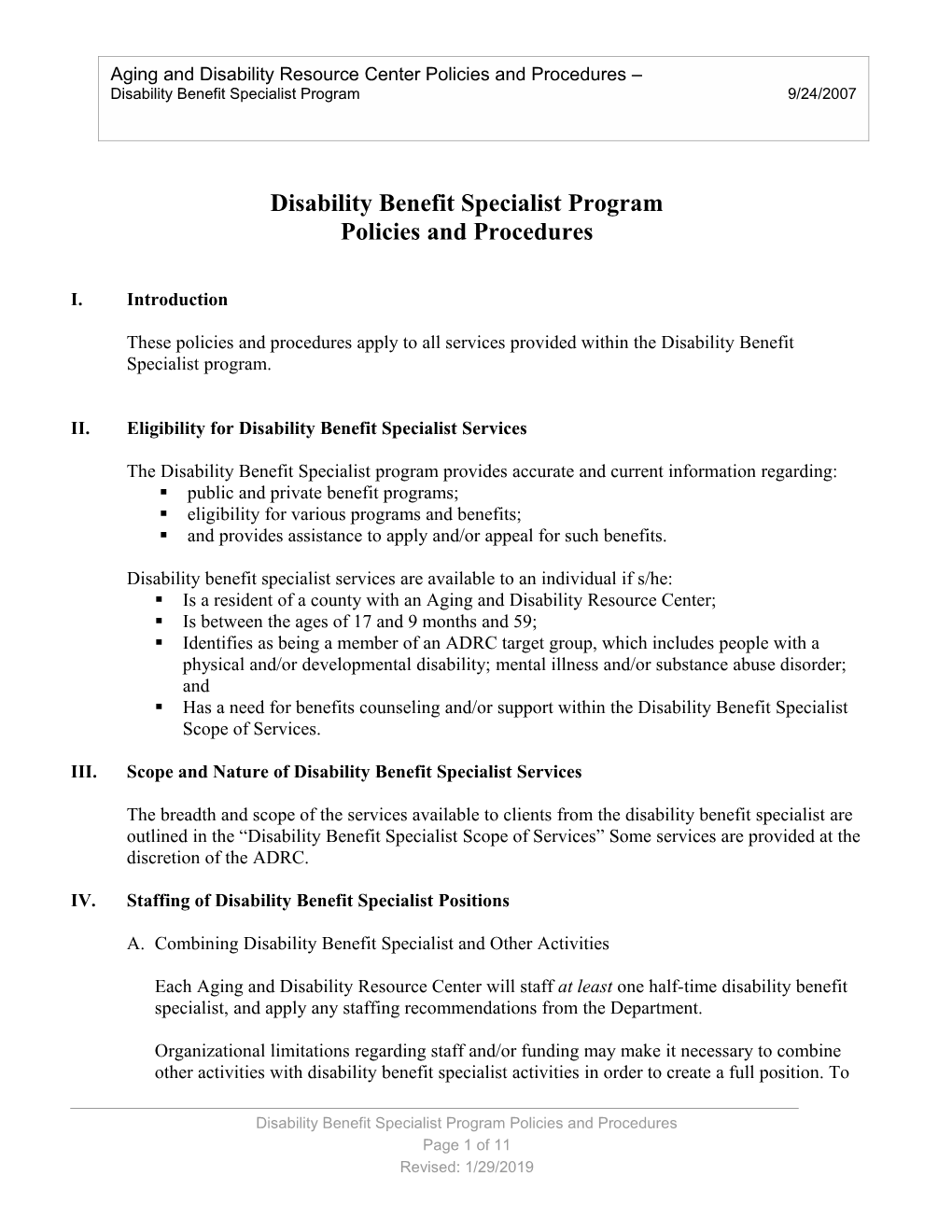 Disability Benefit Specialist Program