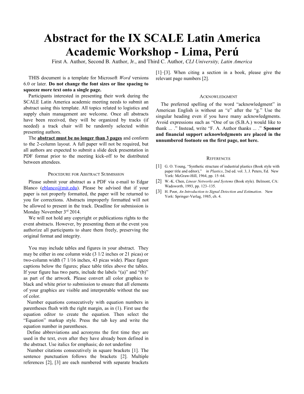 Abstract for the IXSCALE Latin America Academic Workshop-Lima, Perú