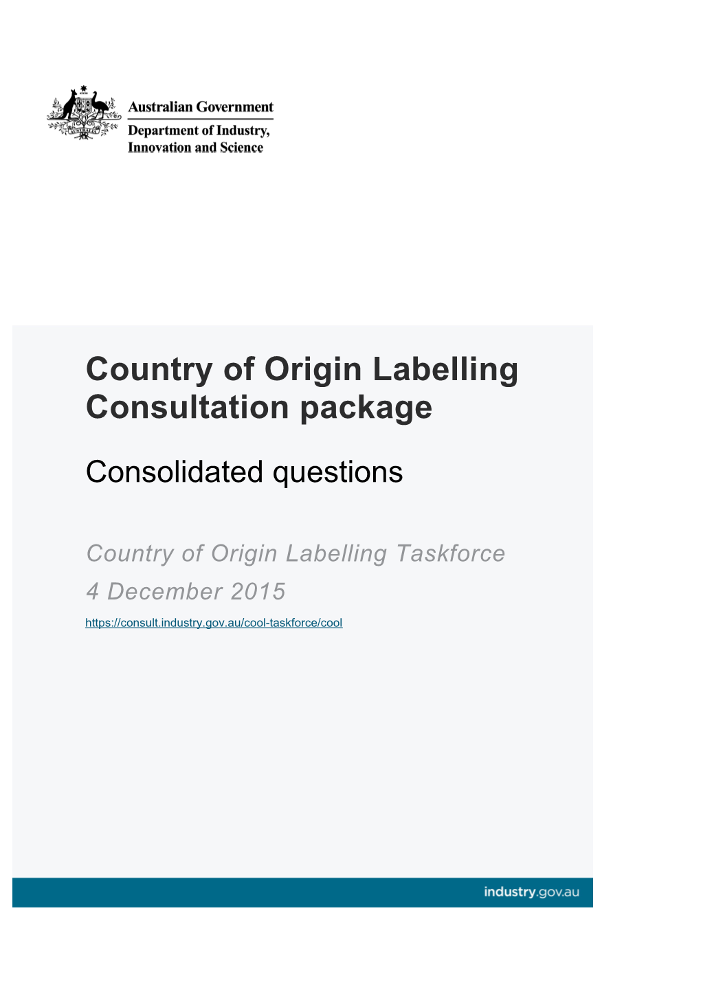 Country of Origin Labelling Taskforce
