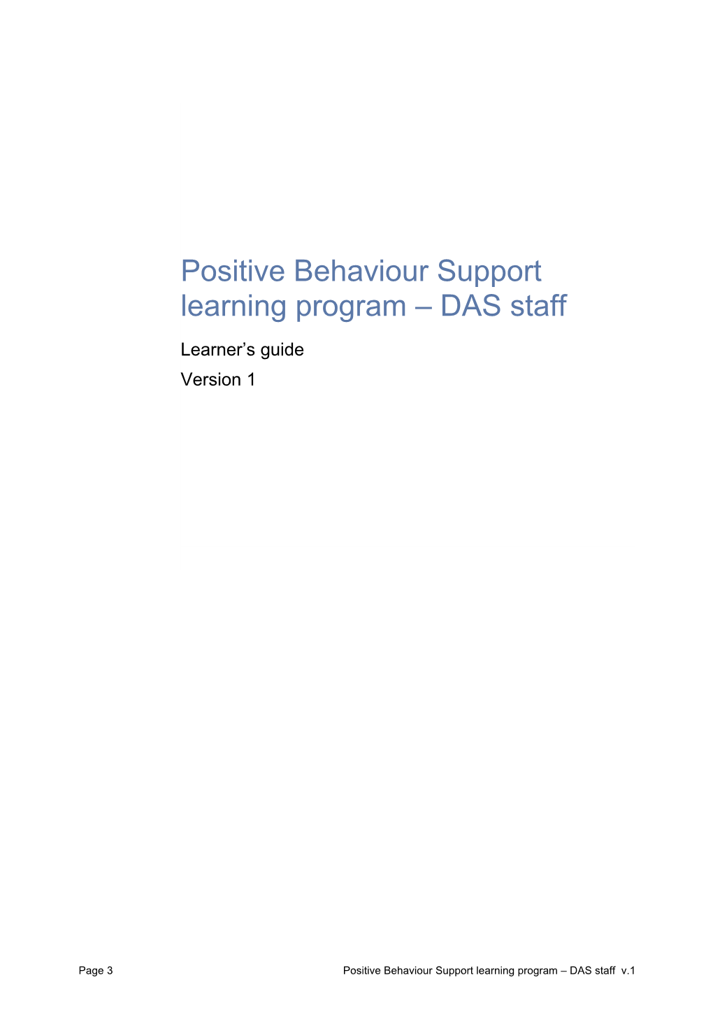 Positive Behaviour Support Learners Guide