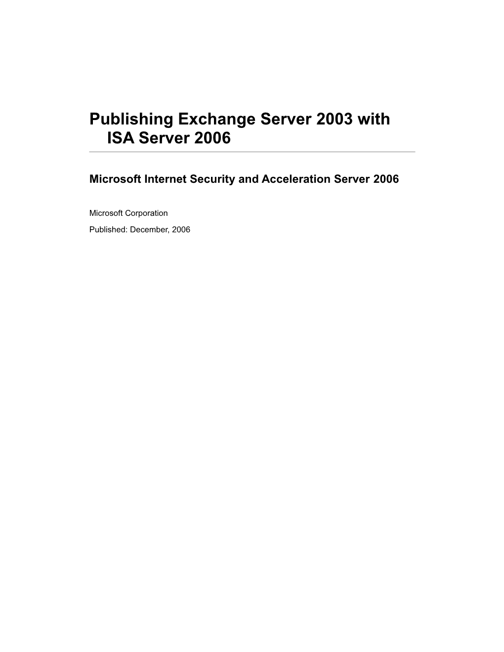 Publishing Exchange Server 2003 with ISA Server 2006