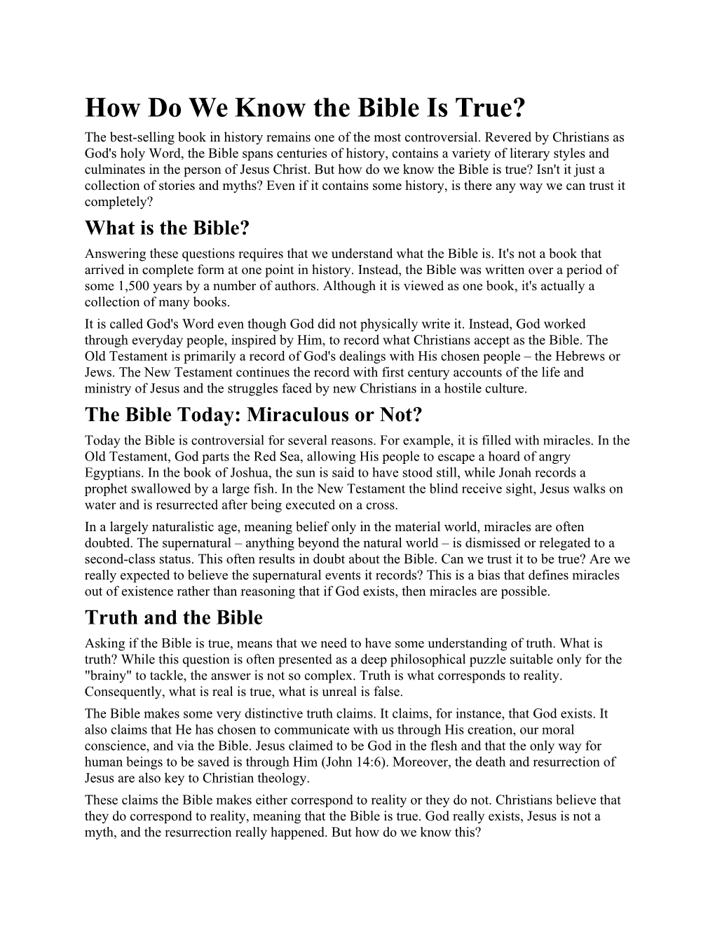 How Do We Know the Bible Is True?