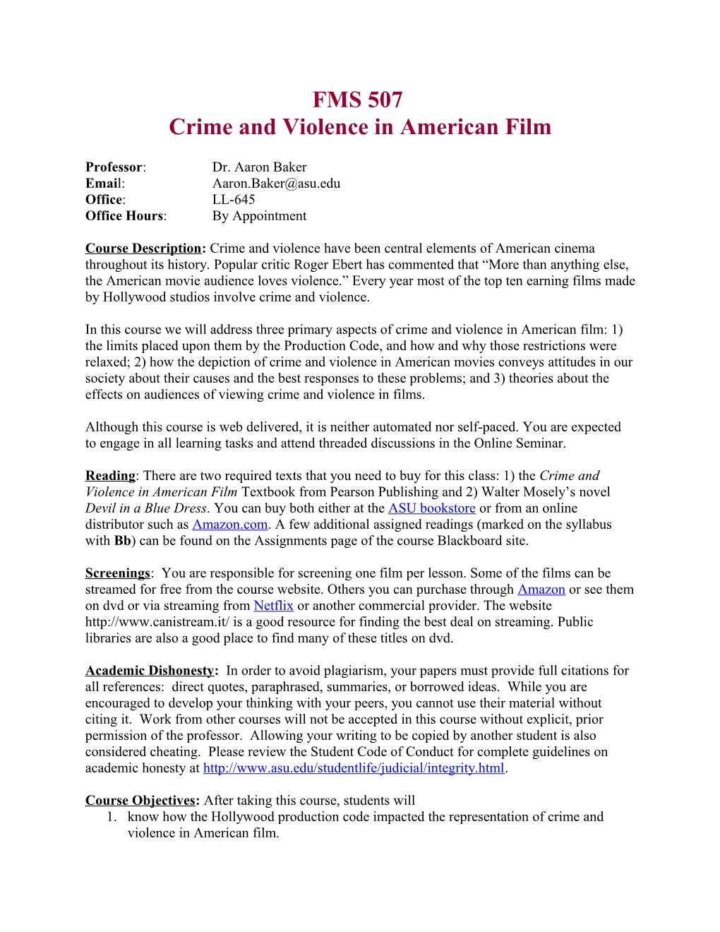 Crime and Violence in American Film