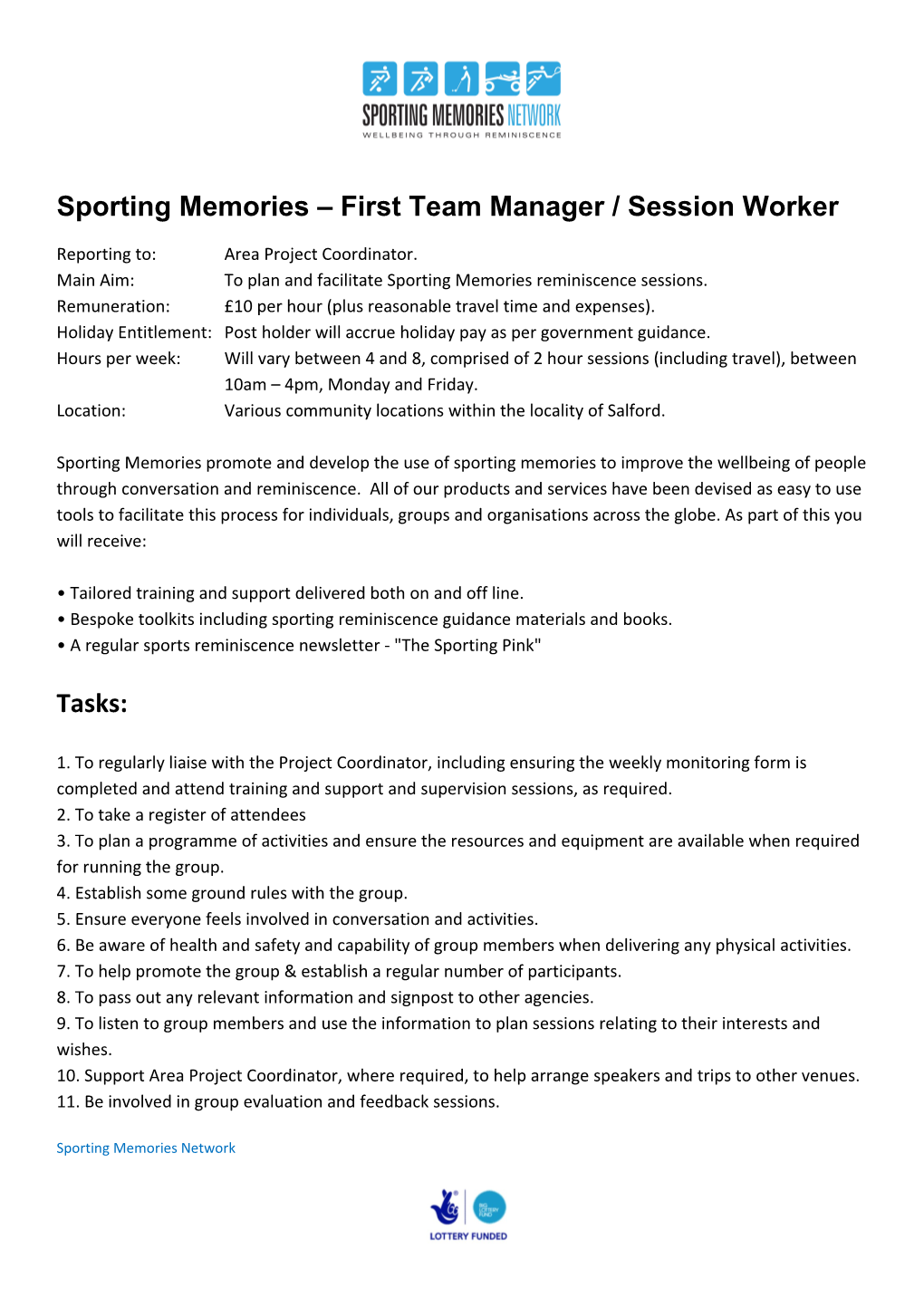 Sporting Memories First Team Manager / Session Worker