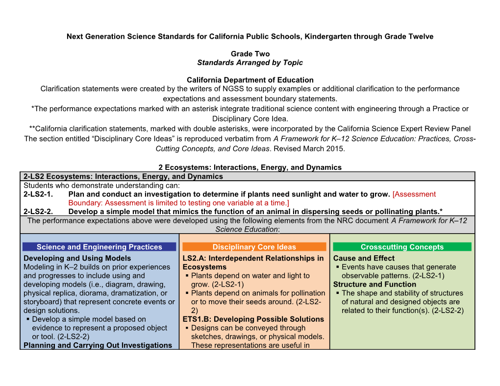 Grade 2 Standards - NGSS (CA Dept of Education)