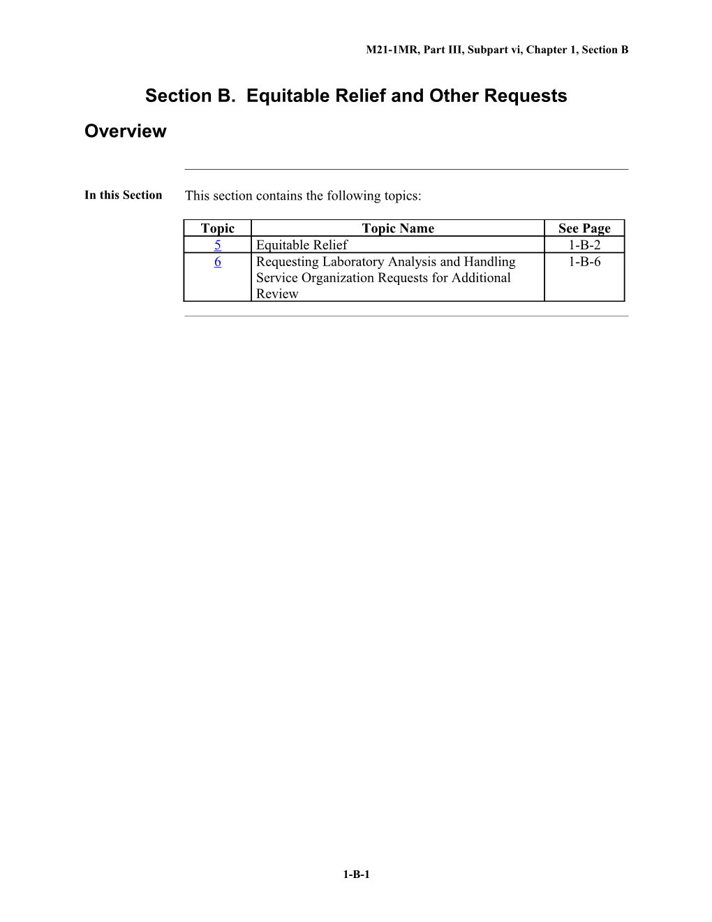 Section B. Equitable Relief and Other Requests (U.S. Department of Veterans Affairs)