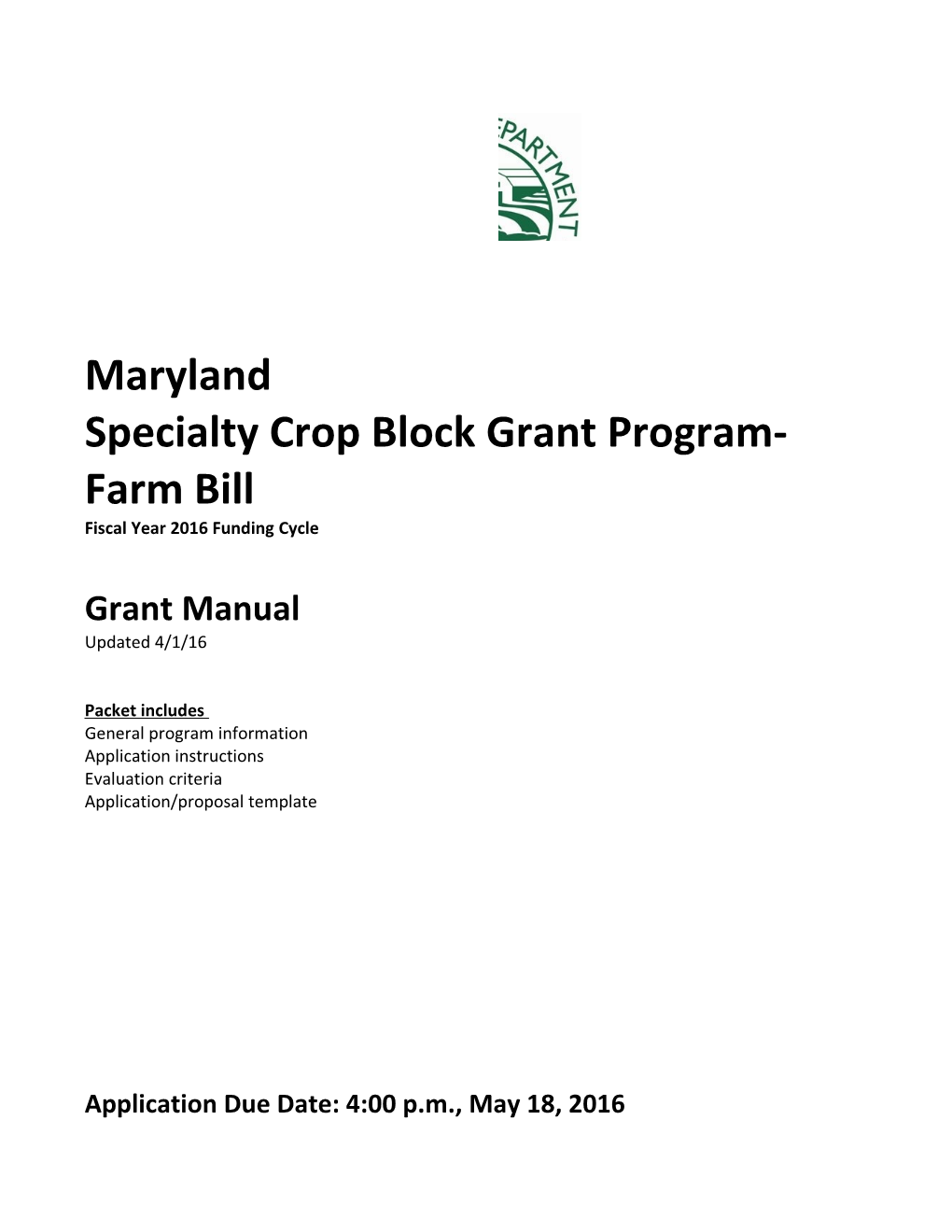 Specialty Crop Blockgrant Program-Farm Bill
