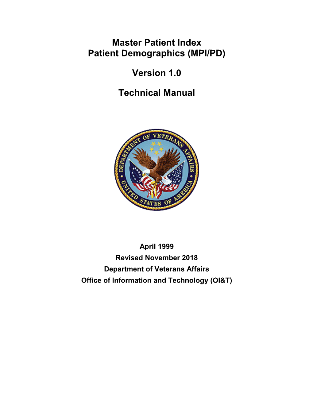 Master Patient Index/Patient Demographics Technical Manual