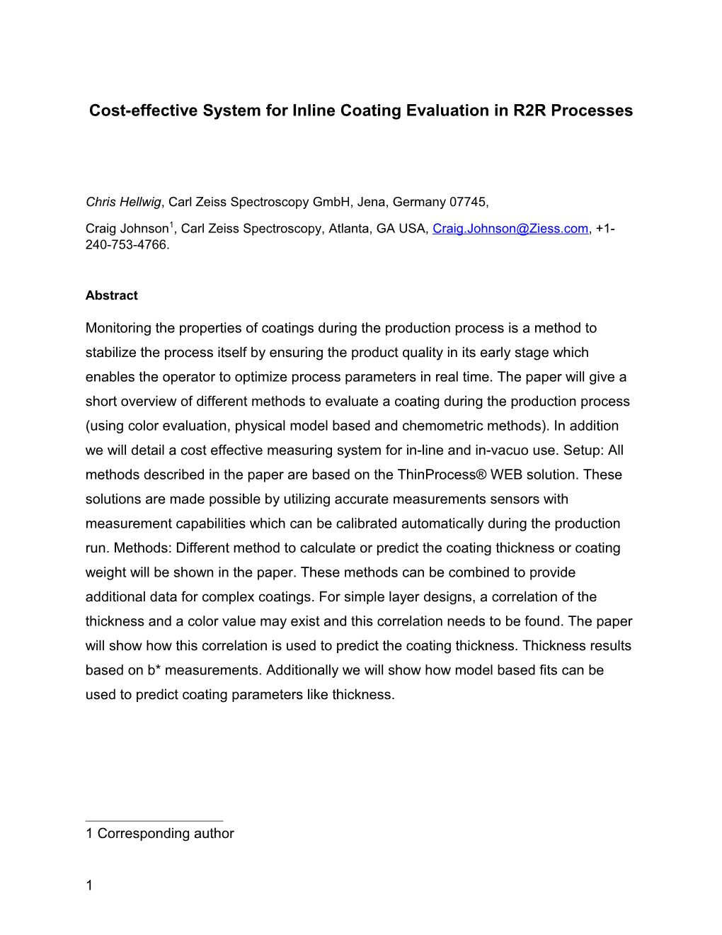 Cost-Effective System for Inline Coating Evaluation in R2R Processes