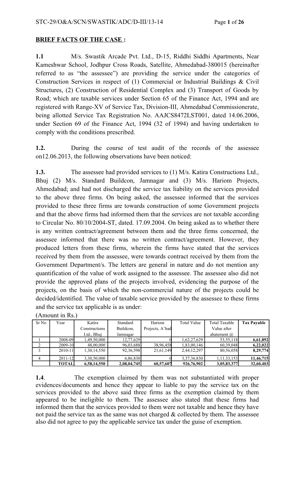 STC-29/O&A/SCN/SWASTIK/ADC/D-III/13-14 Page 1 of 26