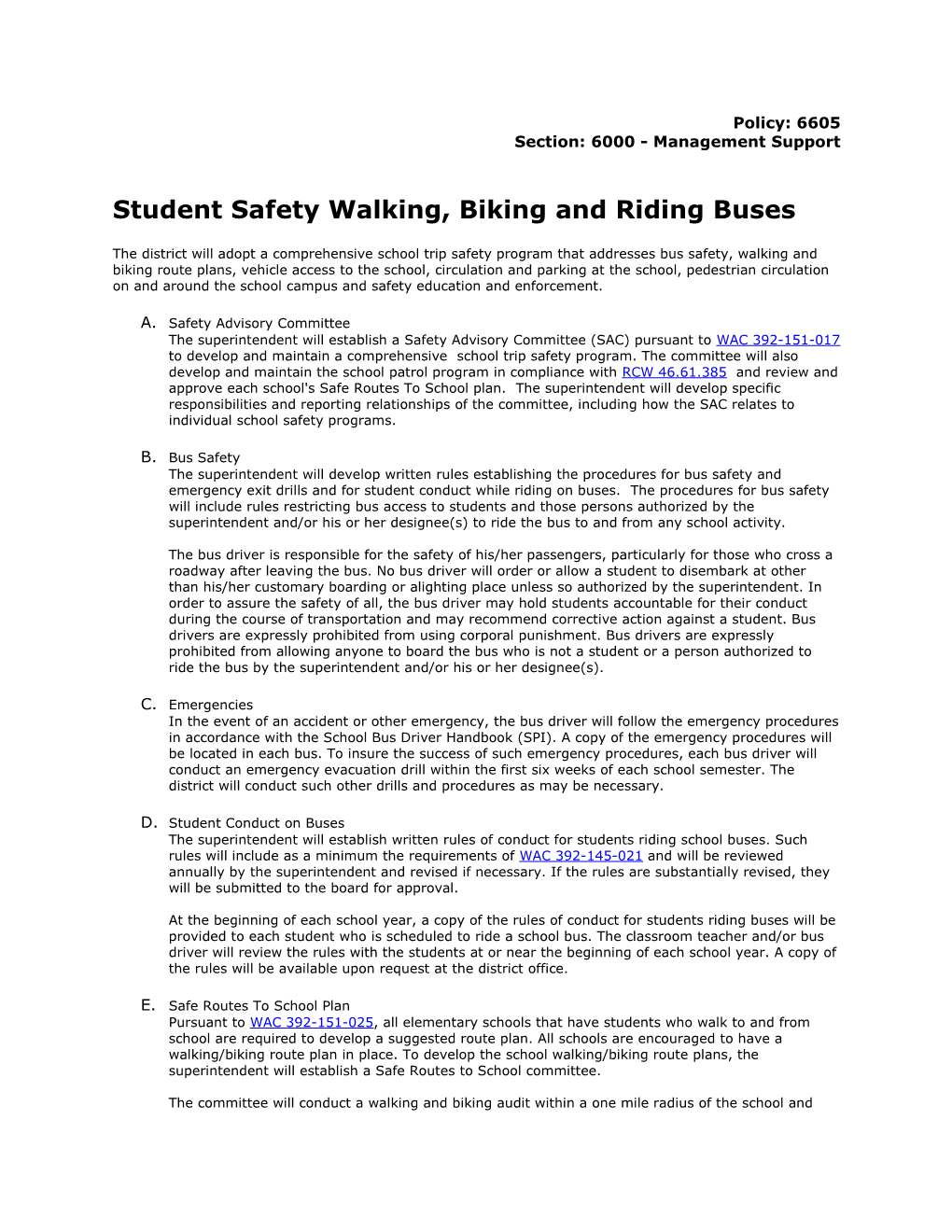 Student Safety Walking, Biking and Riding Buses