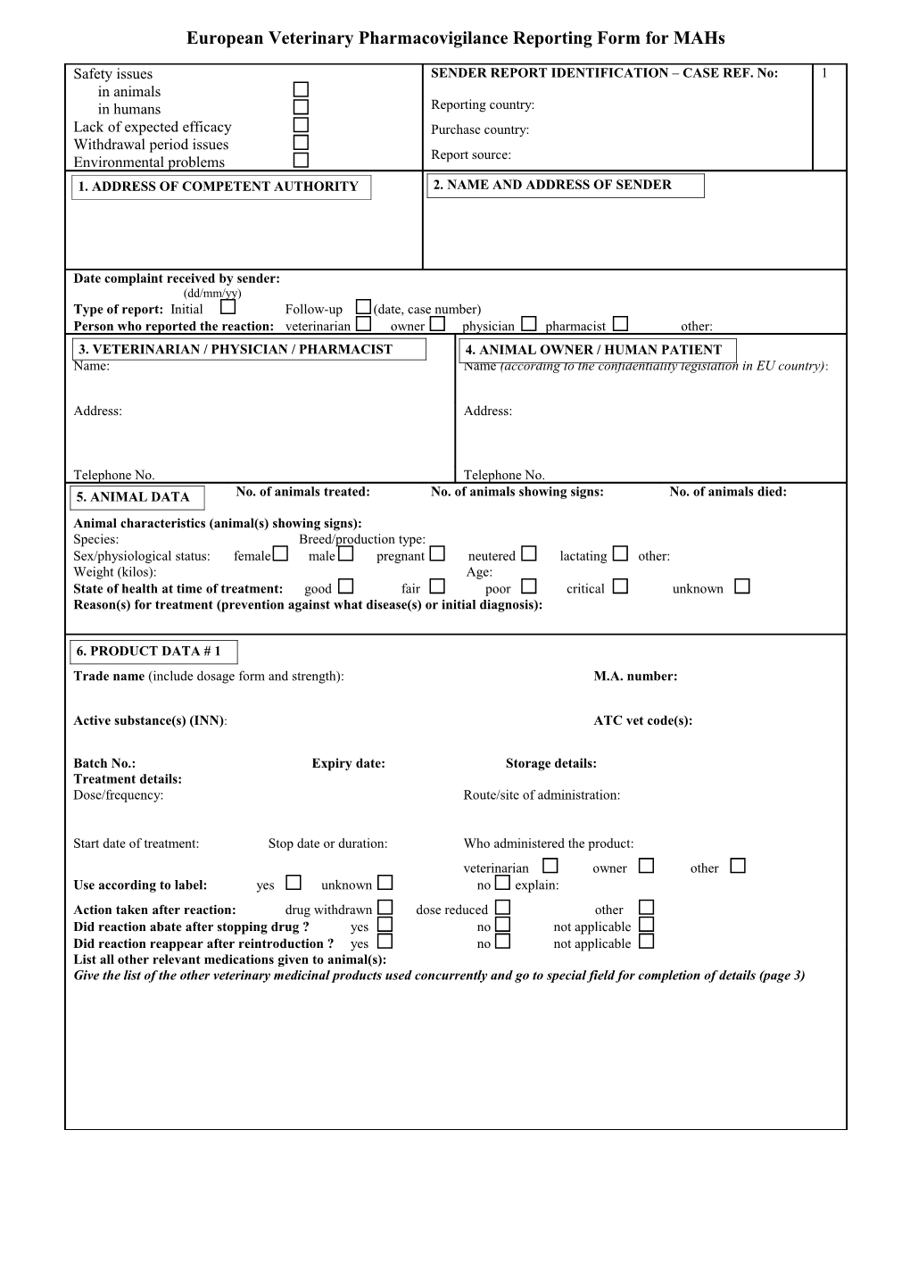 EU Phv Reporting Form for Mahs