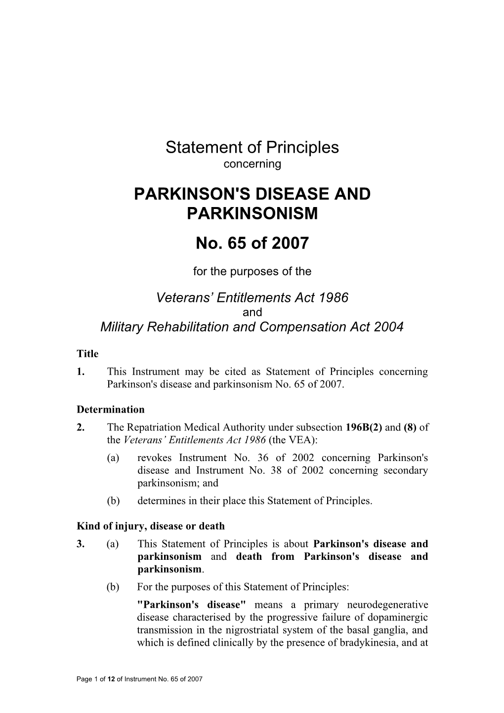 Parkinson's Disease and Parkinsonism