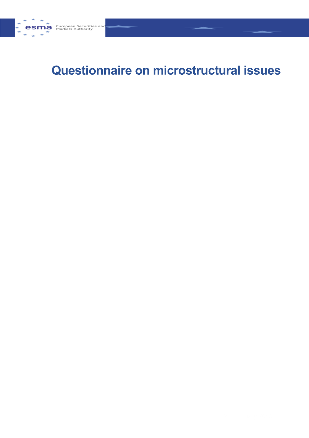 Questionnaire on Microstructural Issues - 1