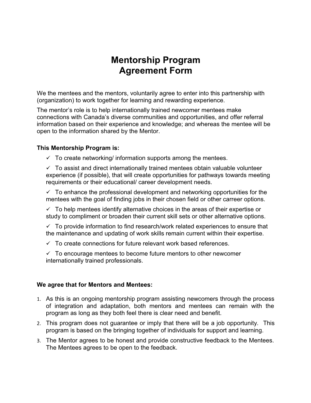Mentorship Program