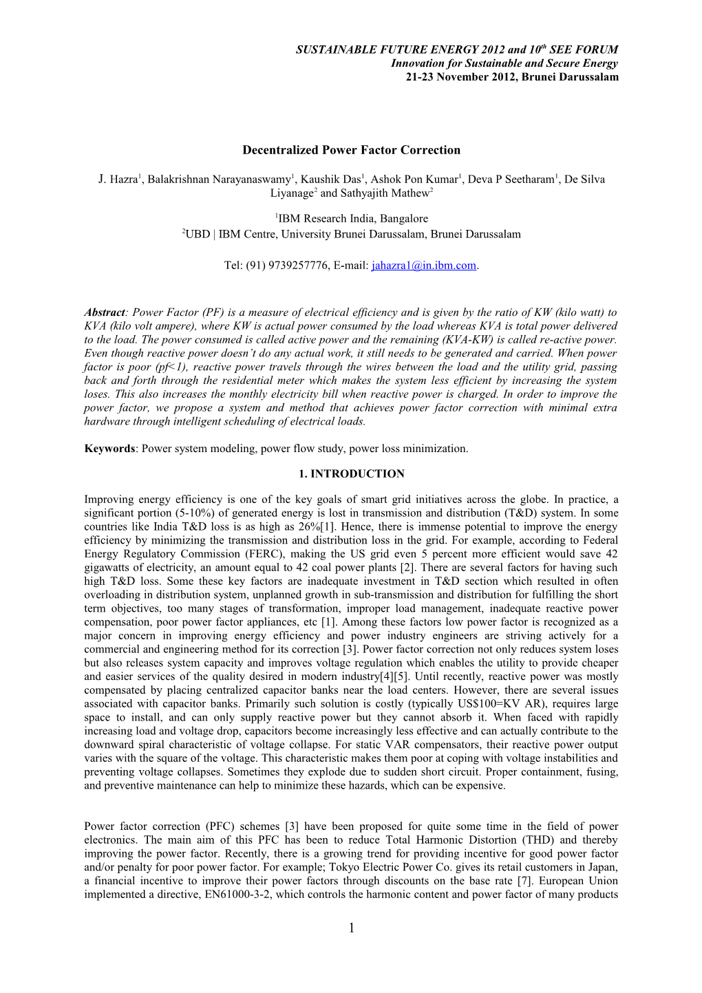 Decentralized Power Factor Correction