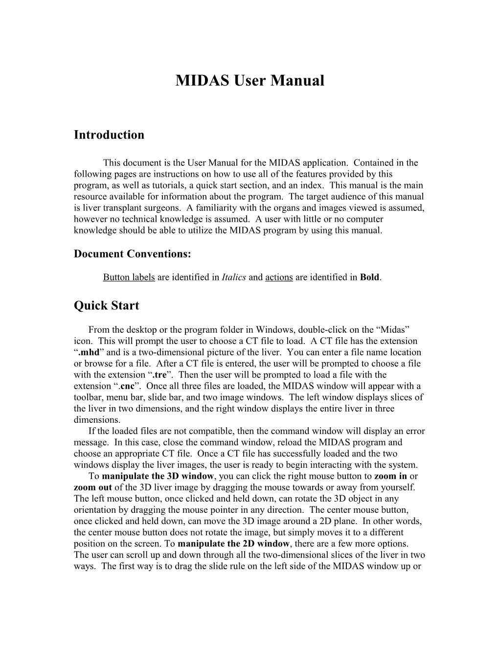 MIDAS User Manual