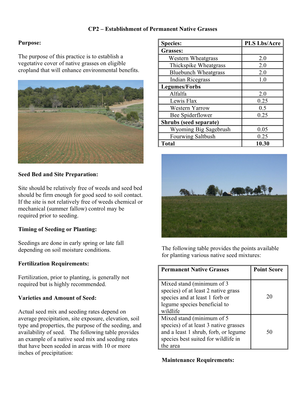 CP1 Establishment of Permanent Introduced Grasses and Legumes