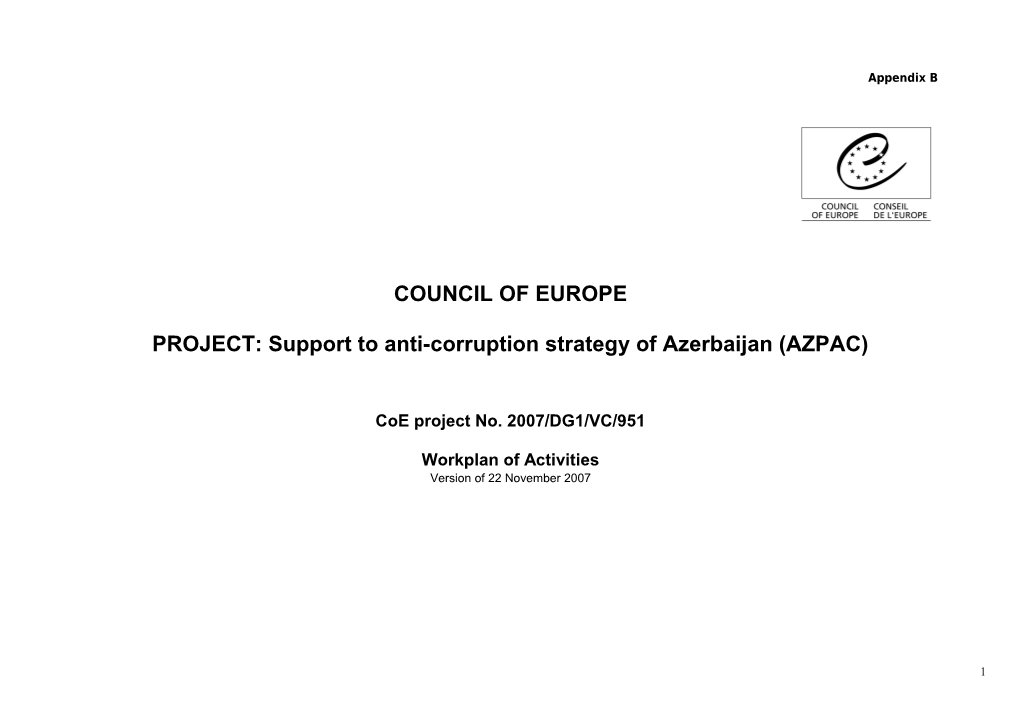 PROJECT: Support to Anti-Corruption Strategy of Azerbaijan (AZPAC)