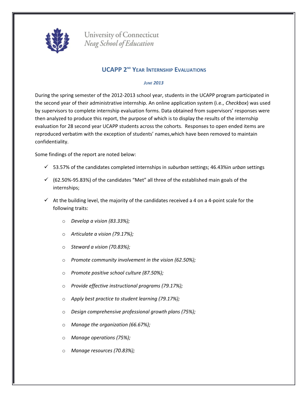 UCAPP 2Nd Year Internship Evaluations