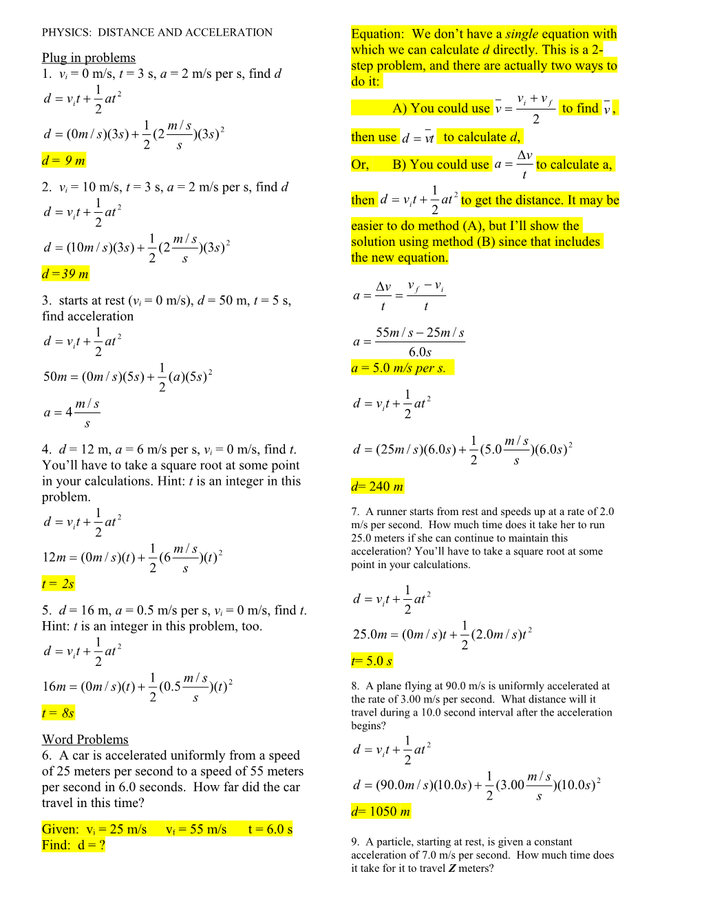 Physics Quiz: Speed and Acceleration