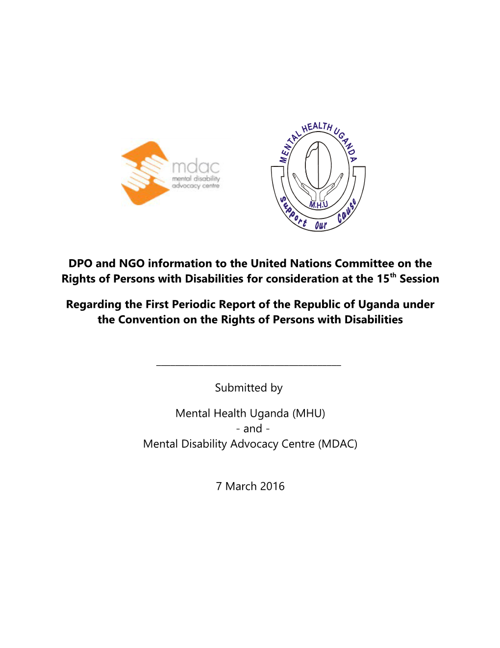 DPO and NGO Information to the United Nations Committee on the Rights of Persons With