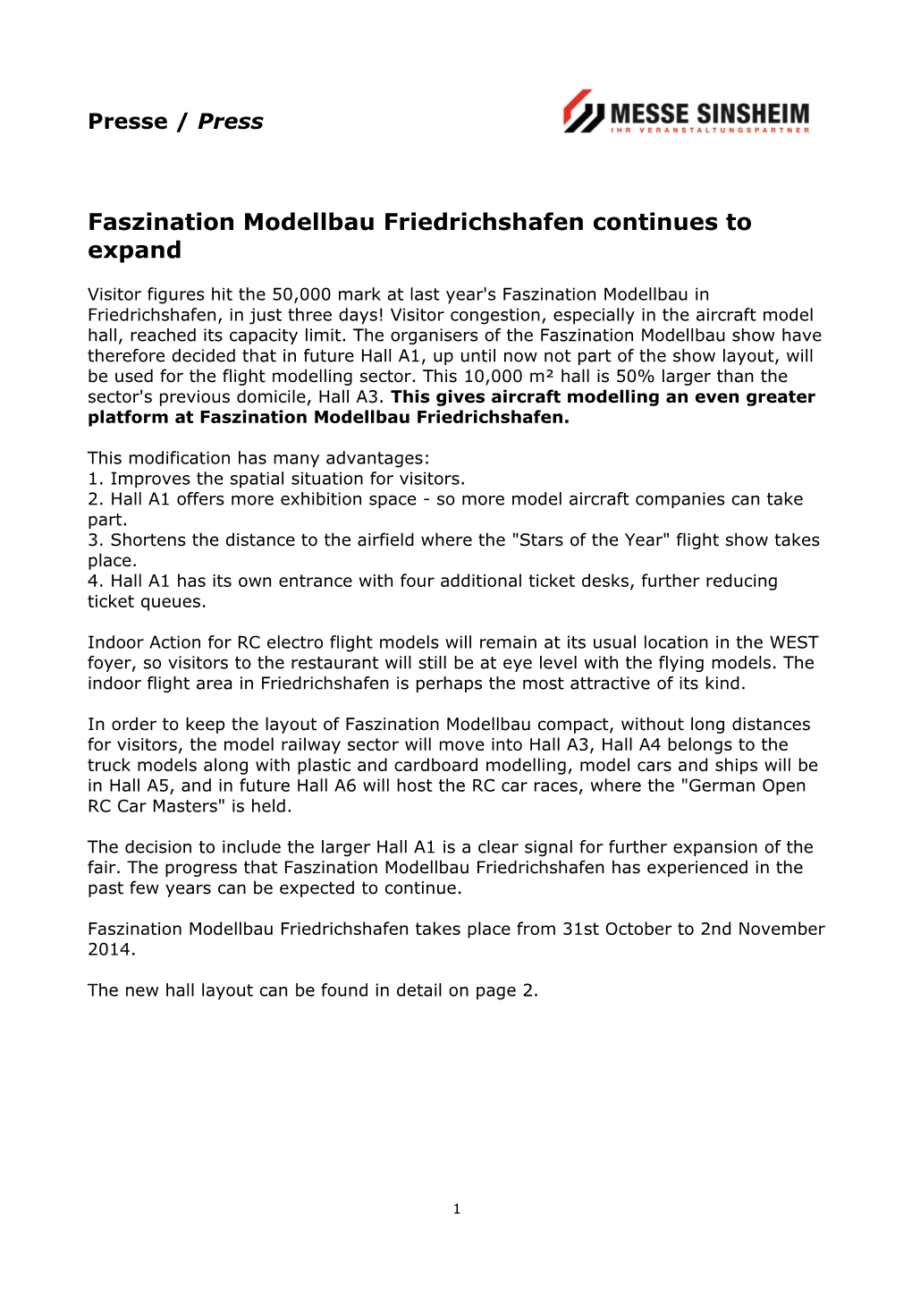 Faszination Modellbau Friedrichshafen Continues to Expand