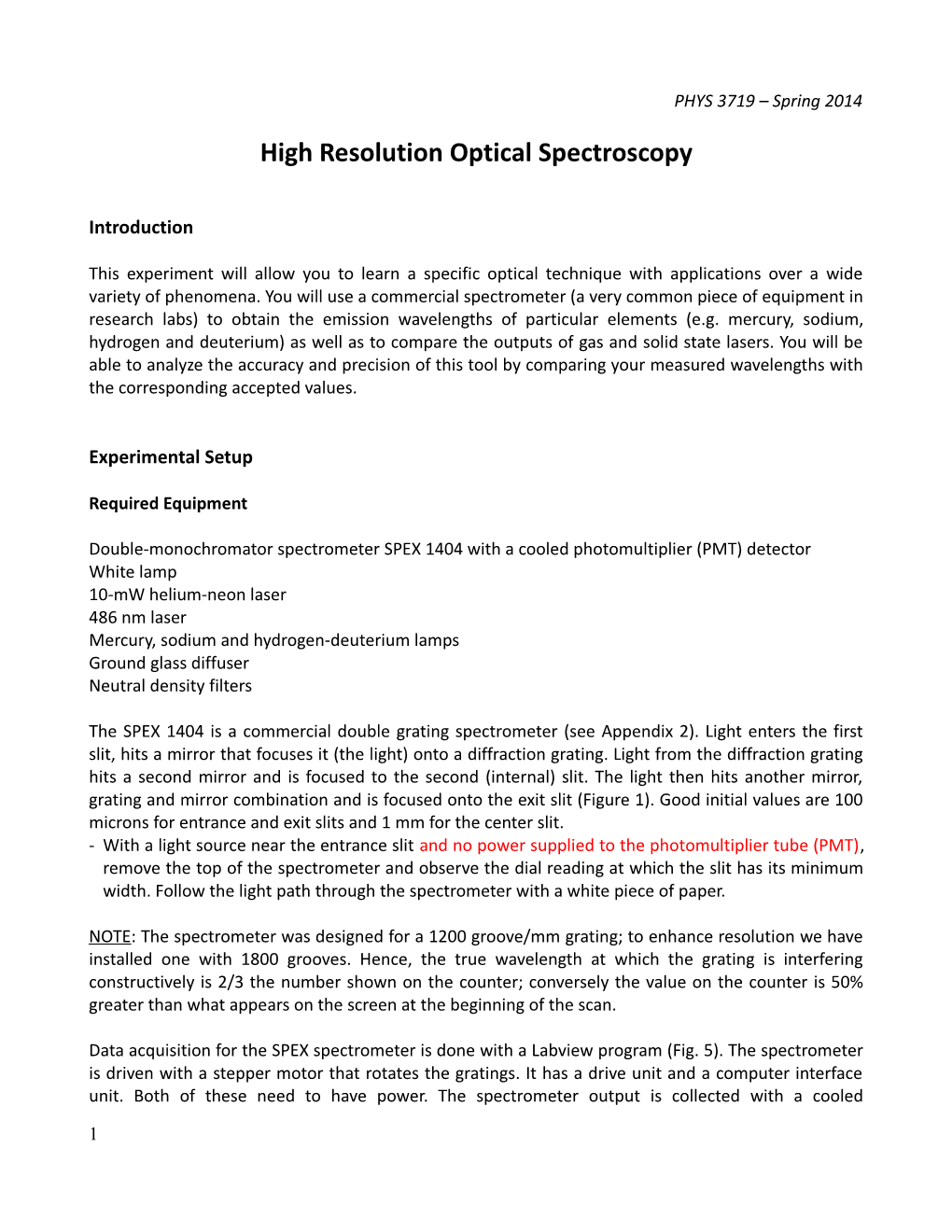 High Resolution Optical Spectroscopy